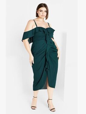 City Chic Va Va Voom Dress - emerald Size 12 NWT NEW Evening Midi Feminine